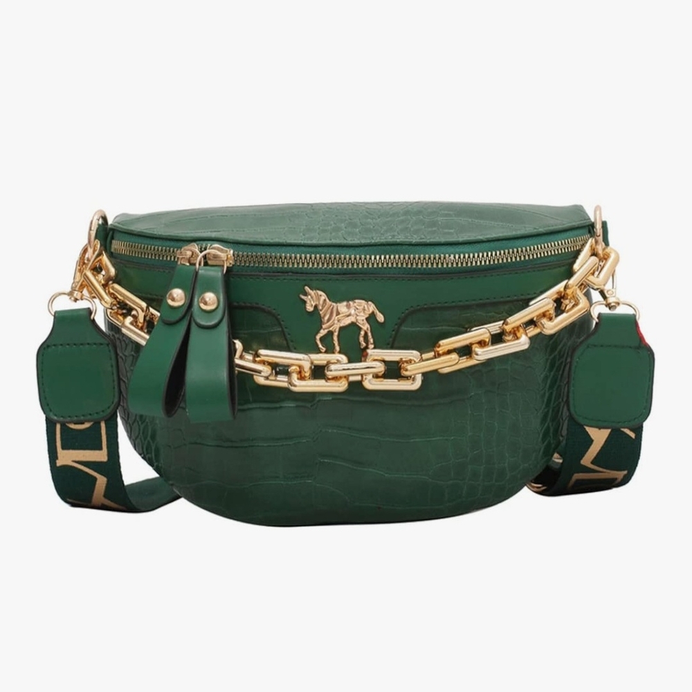 Green Crocodile Embossed Women Bag